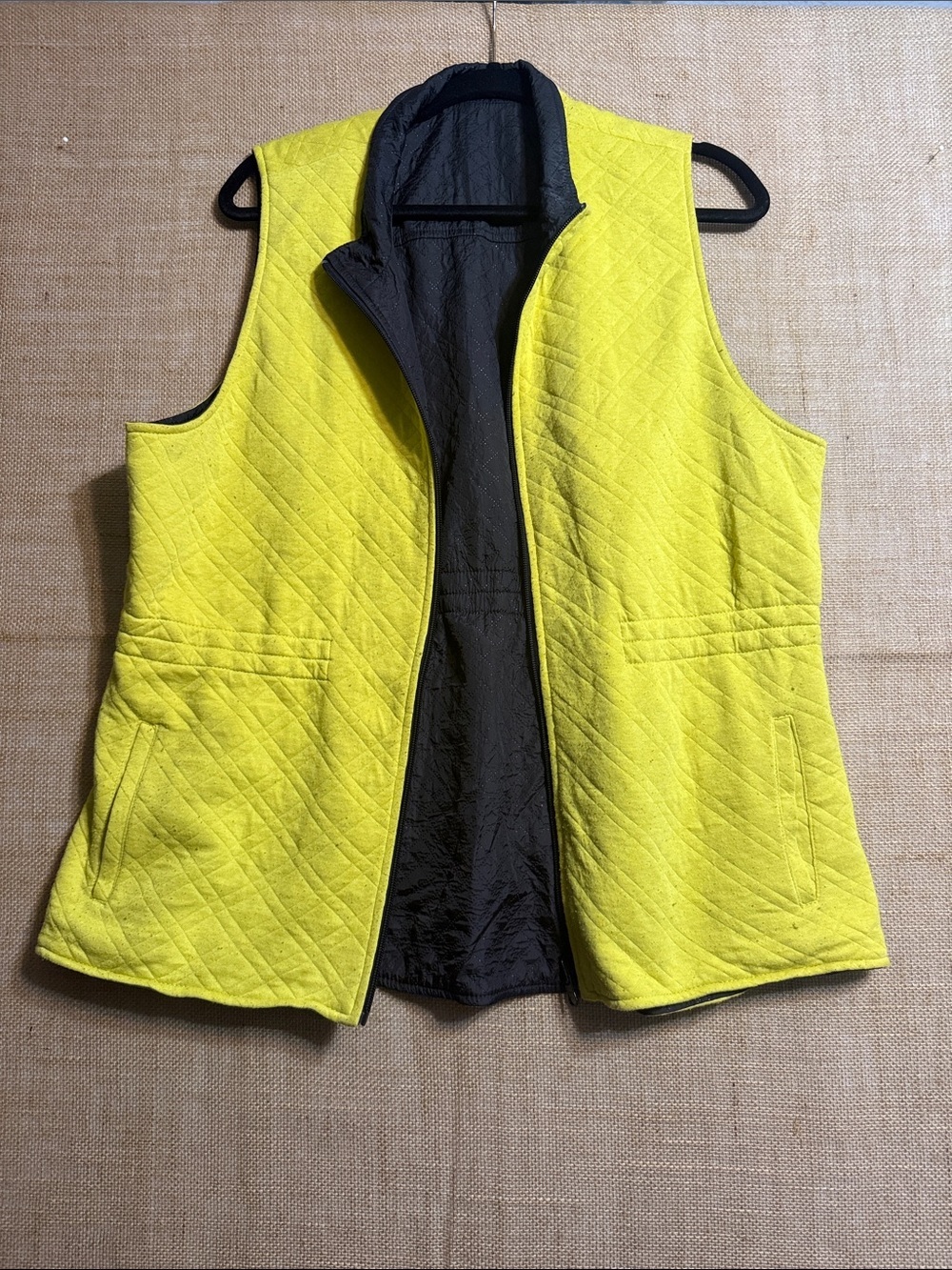 Quilted Neon Yellow Reversible Vest